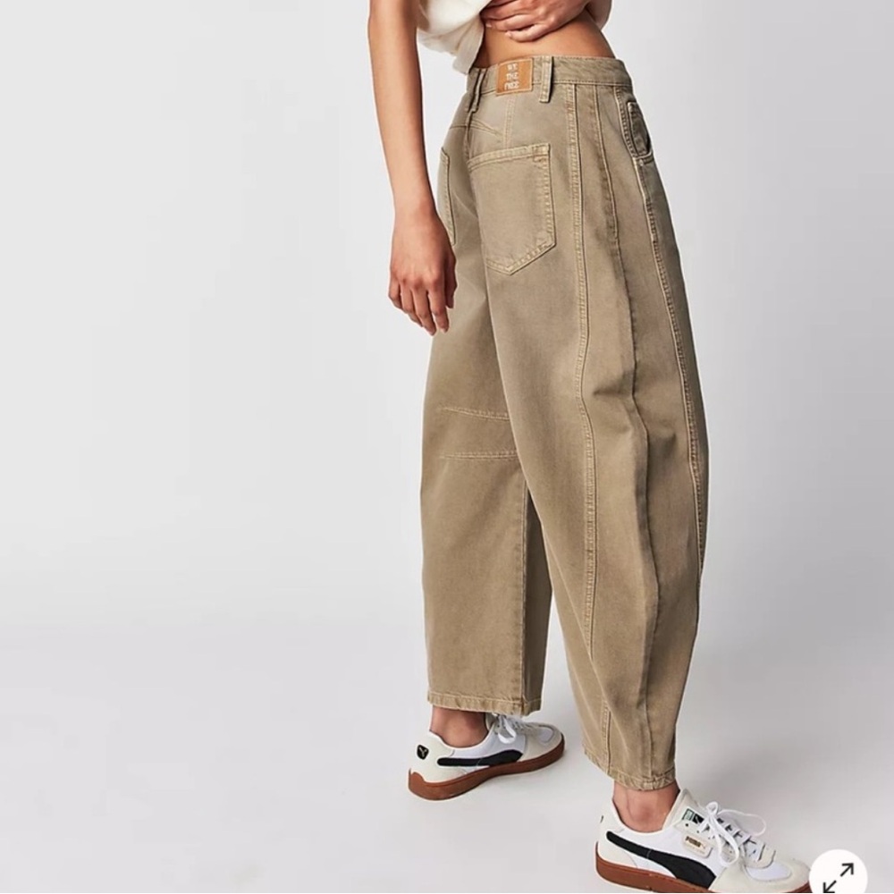 Free People We The Free Good Luck Mid Rise Barrel Jeans Size 30 Cotton Neutral - Picture 7 of 16